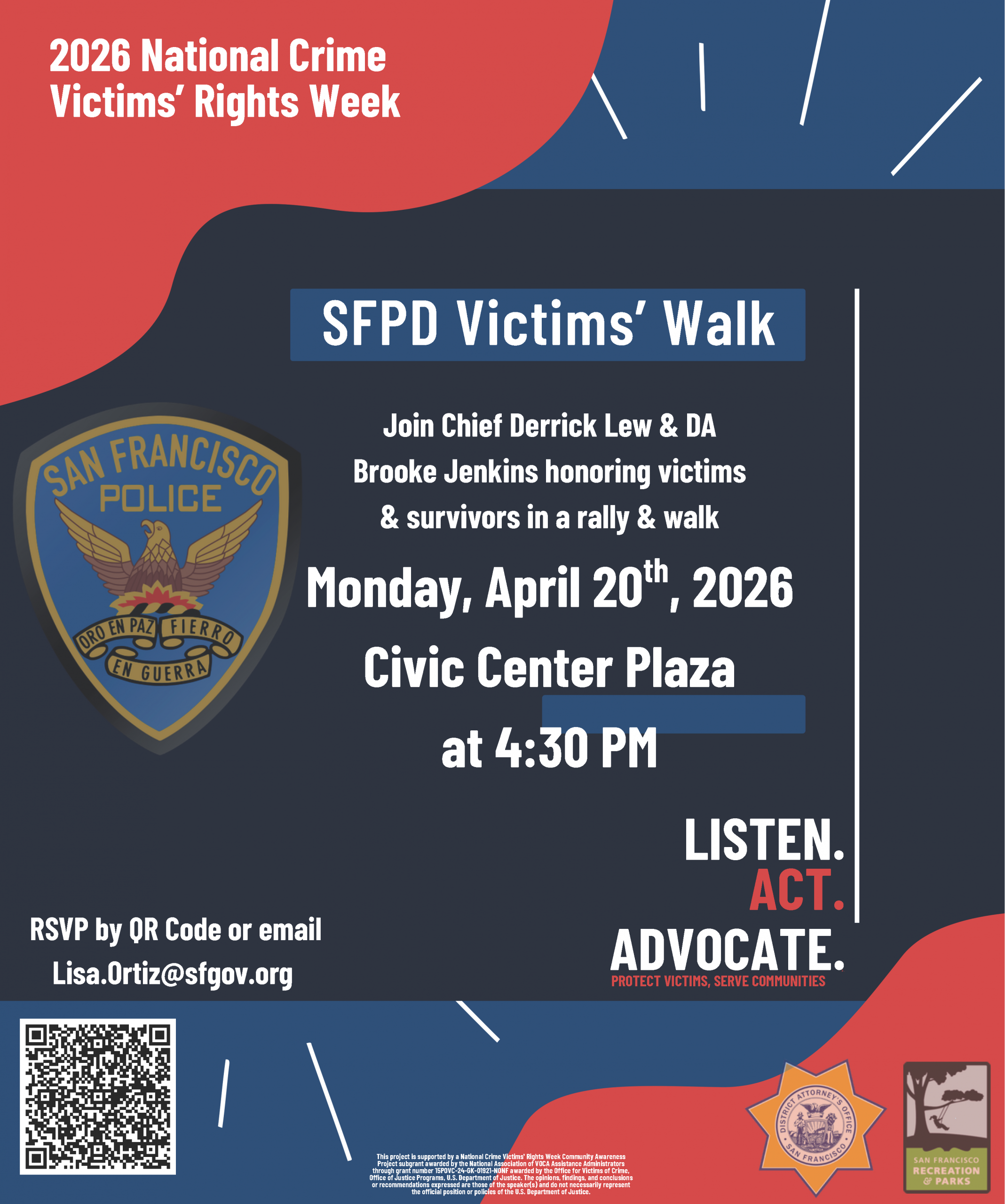SFPD Victims' Walk Flyer with QR Code