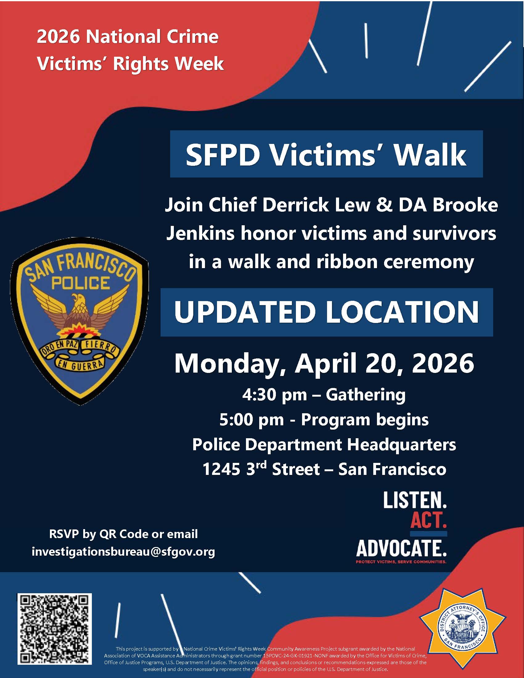SFPD Victims' Walk Flyer with QR Code